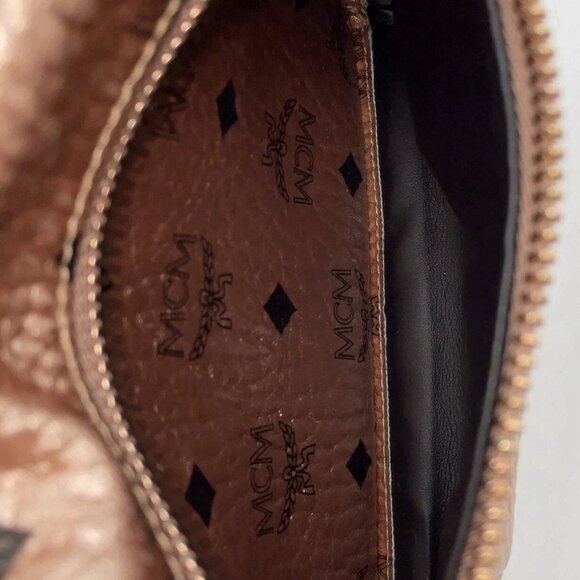 Authentic MCM Visetos Pattern Leather Pink Gold Studded Backpack - Picture 11 of 13